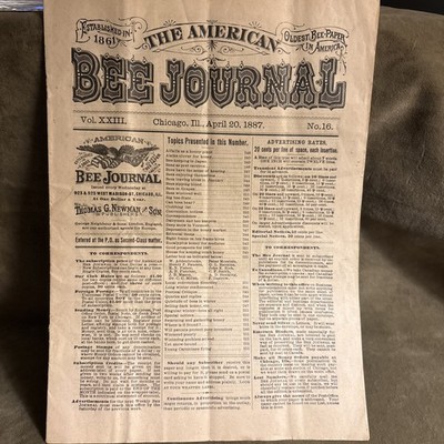 April 20 1887 The American Bee Journal Volume 23 Number 16
