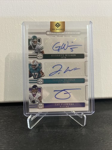 2024 Panini National Treasures Prime Trios Wilson/Waddle/Flowers Triple Auto /25