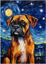 Starry Night Boxer Dog Jigsaw Puzzle 1000 Pieces for Adults - Glow in The Dar...
