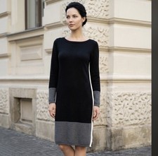 MAGASCHONI Sweater Dress Wool Colorblock Knit Gray Ivory Lightweight Small