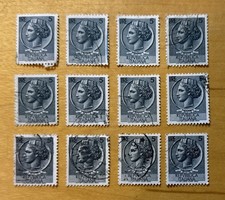 Italy Postage Stamp Lot Of 12 ‘Siracusana’ 5 Lire Gray 1953