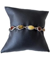 925 Silber Armband Bernstein Tricolor Vintage Designer Schmuck baltisch Designer