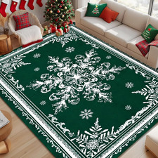 Christmas Area Rug 5X7, Snowflake Living Room Rug Washable Rugs Non Slip for Bed