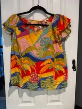 Woman's Christian Siriano Colorful Blouse Size Large NWT