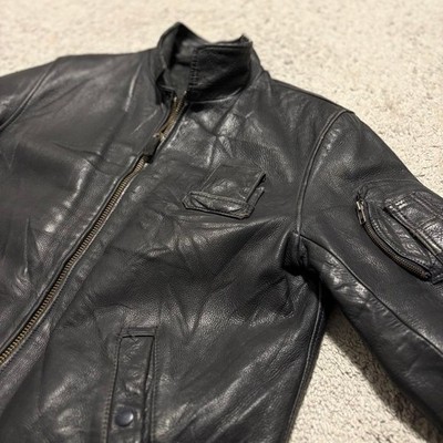 French Army Pilot Leather Jacket XL Black Vintage Military Flight