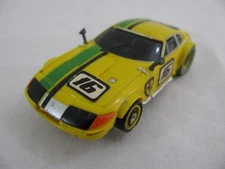 1976-81 Aurora AFX G-Plus HO Yellow Ferrari Daytona Coupe #16 Slot Car #1736 VG