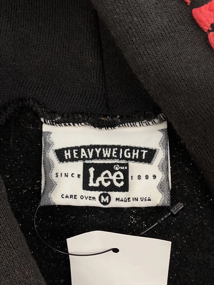 Sudadera con Capucha Lee Años 90 SIN CITY CYCLES Patrón Fuego Estampado Flocado M Algodón NEGRA Usada Foto 3 de 4