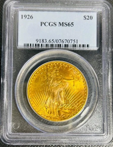 1926 P US Saint-Gaudens Double Eagle Gold Coin $20 Dollars PCGS Graded MS 65