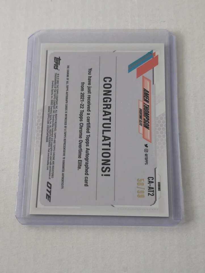 2021-22 Topps Chrome Overtime Elite Amen Thompson Autograph /99 - Image 2 of 2