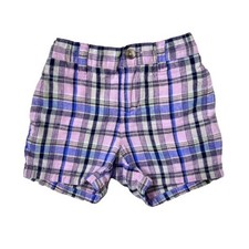 Janie and Jack Boys Plaid Linen Blend Shorts 12 18M Pastel Flat Front Spring