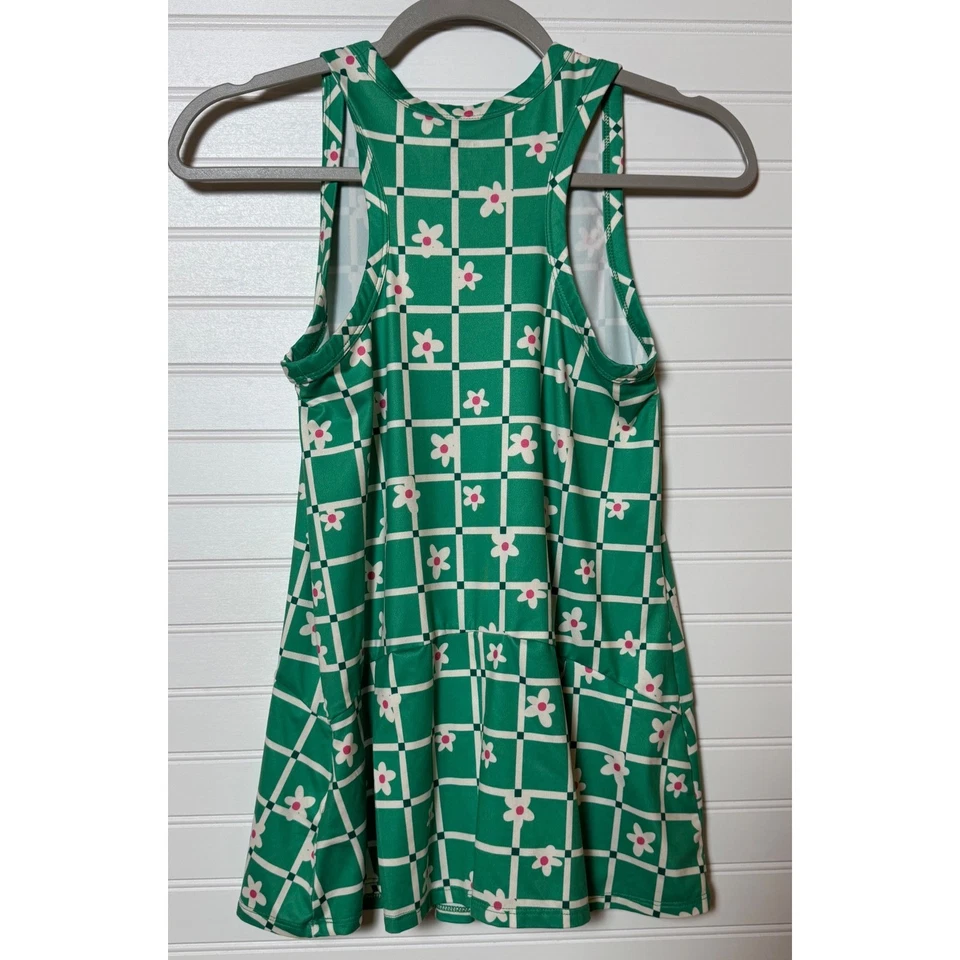 Vestido regata quadriculado verde UV margarida piquenique Hanna Andersson meninas tamanho EUA 8 - Imagem 4 de 4