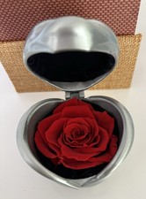 Preserved Red Rose In Velvet Lined Metal Rose  Box Engagement Presentation