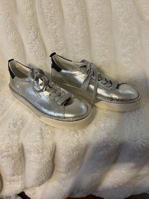 Hogan Rebel Woman s Metallic Leather Sneakers EU 38 1/2 US 8 Made In Italy