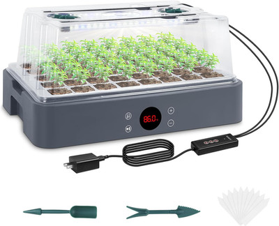 Seed Starter Tray with Grow Light, Heated Seed Starter Kit with Temperature Disp