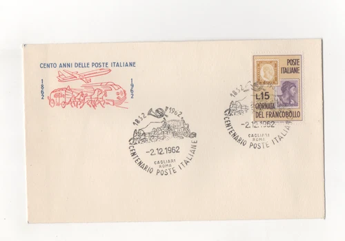 ITALIA - FDC - 1962 - CENTO - ANNI -DELLE-POSTE-ITALIANE-1862-1962-CAGLIARI-ROMA