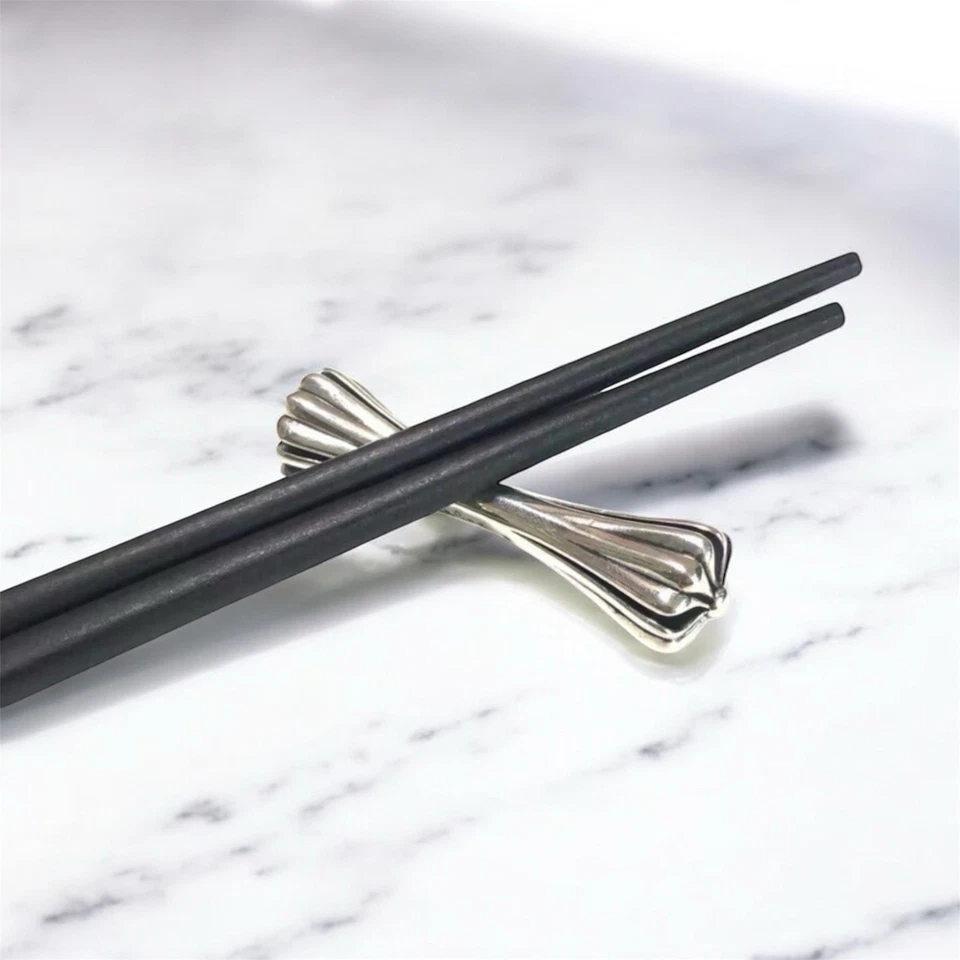 CHROME HEARTS Sushi Chopsticks Gift Box Set W/ Hashioki Rest Black Wood / Silver - Image 4 of 4