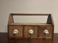 Organizador de Escritorio de Madera con 3 Cajones Estilo Vintage Madera Rústica Escritorio Cubby Manejo