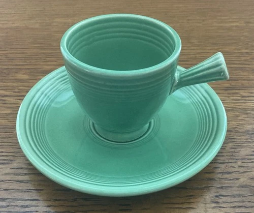 Fiesta Stick Handle Demitasse Cup & Saucer "Green" Homer Laughlin