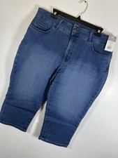 New Lee Riders Jeans Capri Crop 18 Womens Indigo Blue Denim Stretch Pockets V8