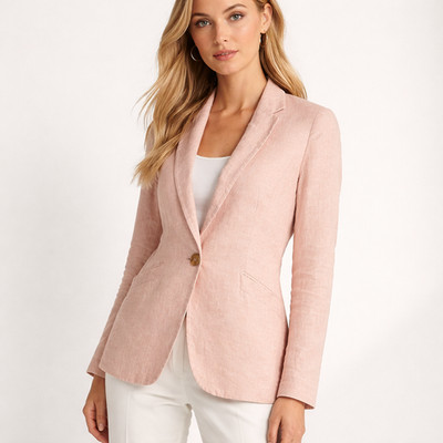 Massimo Dutti Minimalist Linen Blazer Relaxed Capsule Pastel Classic Luxe Size 4
