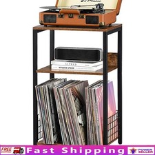 Vintage Record Player Stand 3 Tier Vinyl Storage Rack Media Organizer End Table