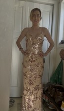 Lulus Beige/Rose Gold Sequin Floral Strappy V...