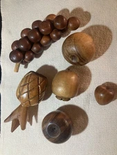 Vintage Hand Carved Wooden Fruit Set
