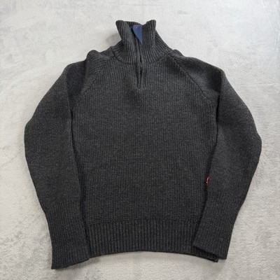 Ulvang Rav Limited 1/4 Zip Wool Sweater Unisex Size Large Black & Gray Knit