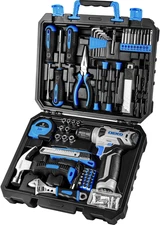 126-Piece Drill & Tool Set w/ 8V Blue Cordless Drill Home Kit