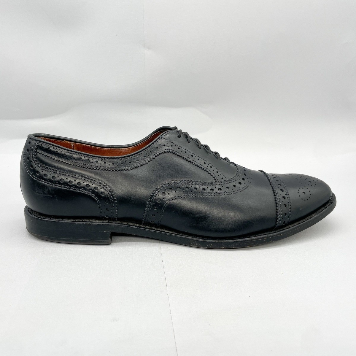 allen edmonds casual dress shoes Allen Edmonds Mens 10.5 D Strand Cap Toe Oxford Shoes Black Leather Brogue  Derby