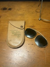 vintage Bausch  Lomb Ray-Ban clip-on sunglasses with a leather case