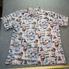 Barefoot In Paradise Mens 3XLT Hawaiian Shirt Cotton Made USA Fish Tribal Print