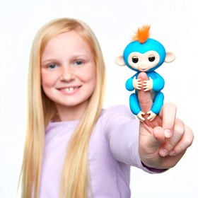 Fingerlings - Interactive Baby Monkey- Boris Blue with Orange Hair By WowWee