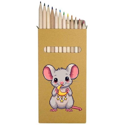 12 x 'Rat with Moon & Stars' Long Colour Pencils (PE00096743)