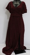 Azazie Women's A-Line Pleated Floral Chiffon Dress AP2 Cabernet Size: Custom 