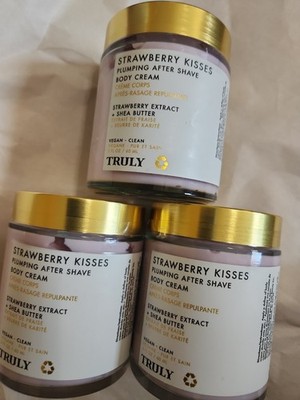 3 Pack Truly Strawberry Kisses Plumping After shave Body Cream Vegan-Clean 2oz