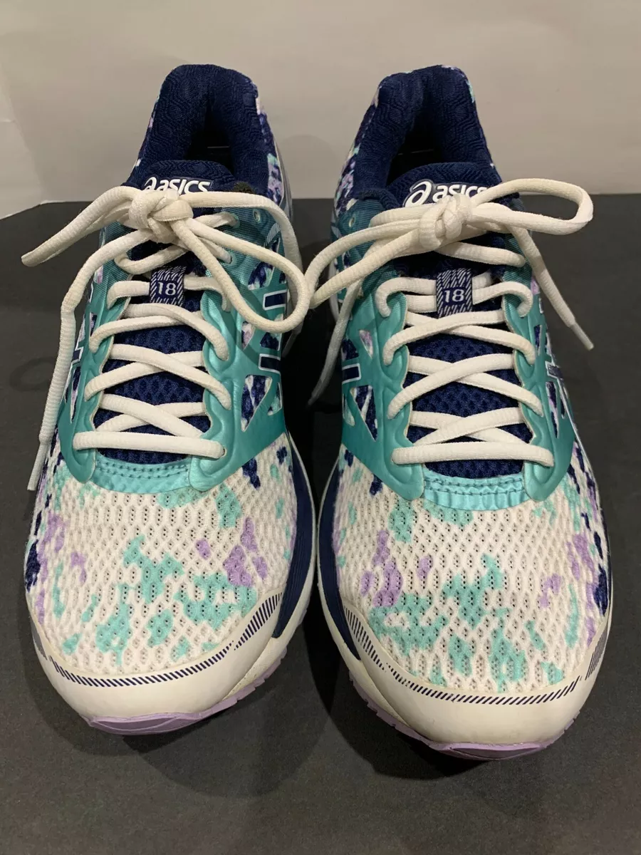 ASICS Gel Cumulus 18 Chaussures Femme Taille 9 5 Bleu Blanc