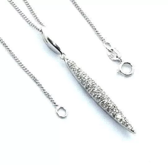Ladies womens 9carat 9ct white gold diamond chain pendant and earring set