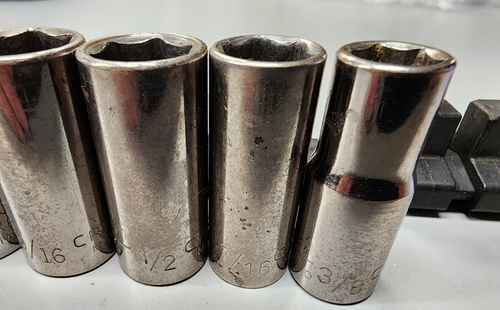 9 pc Craftsman USA RARE GK SAE Mid-Length Semi-Deep Socket Set - 3/8" Drive - Picture 12 of 12