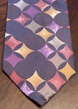Christian Dior Monsieur Gray Purple Orange 100% Silk Men’s Neck Tie Made In Usa