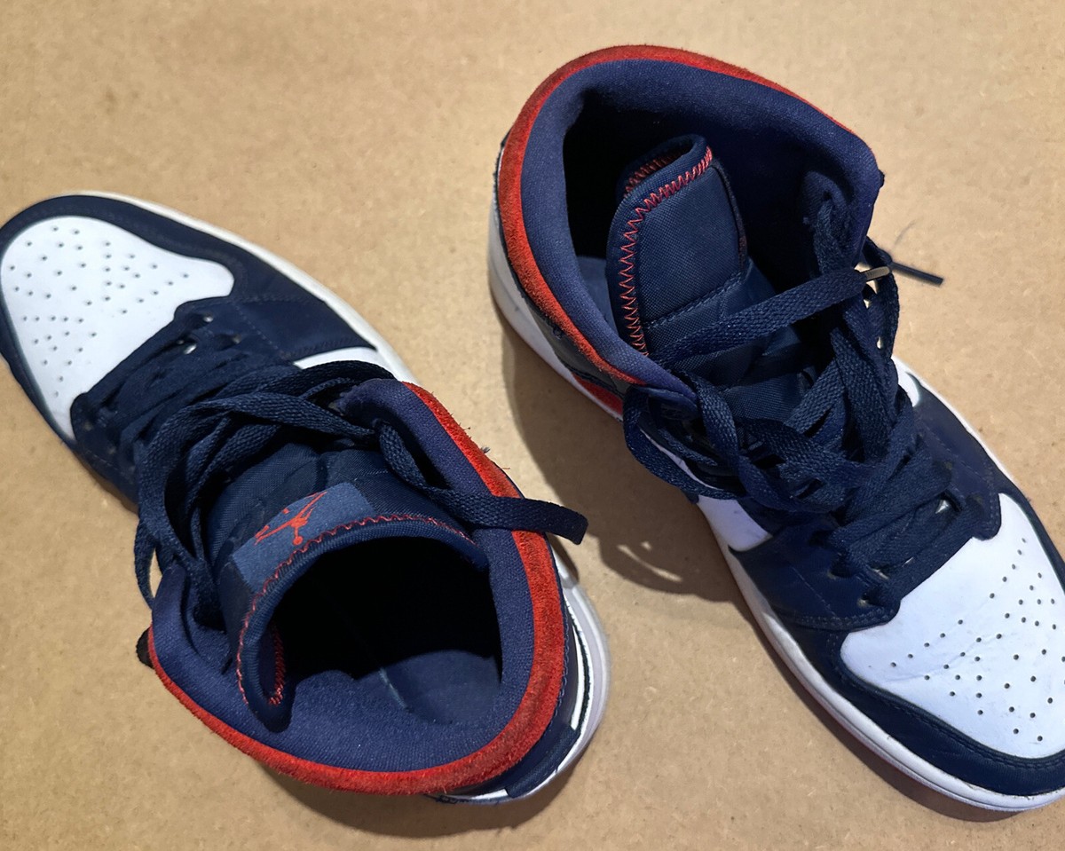 Nike Air Jordan 1 Mid SE USA Olympic White Navy Blue Red 
