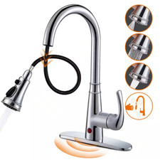 Touchless Gooseneck Single Handle Pull down Sprayer Kitchen Faucet with Deckplat