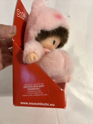 Sekiguchi Monchhichi Bebichhichi Baby Bunny Pink Plush Doll 5.75