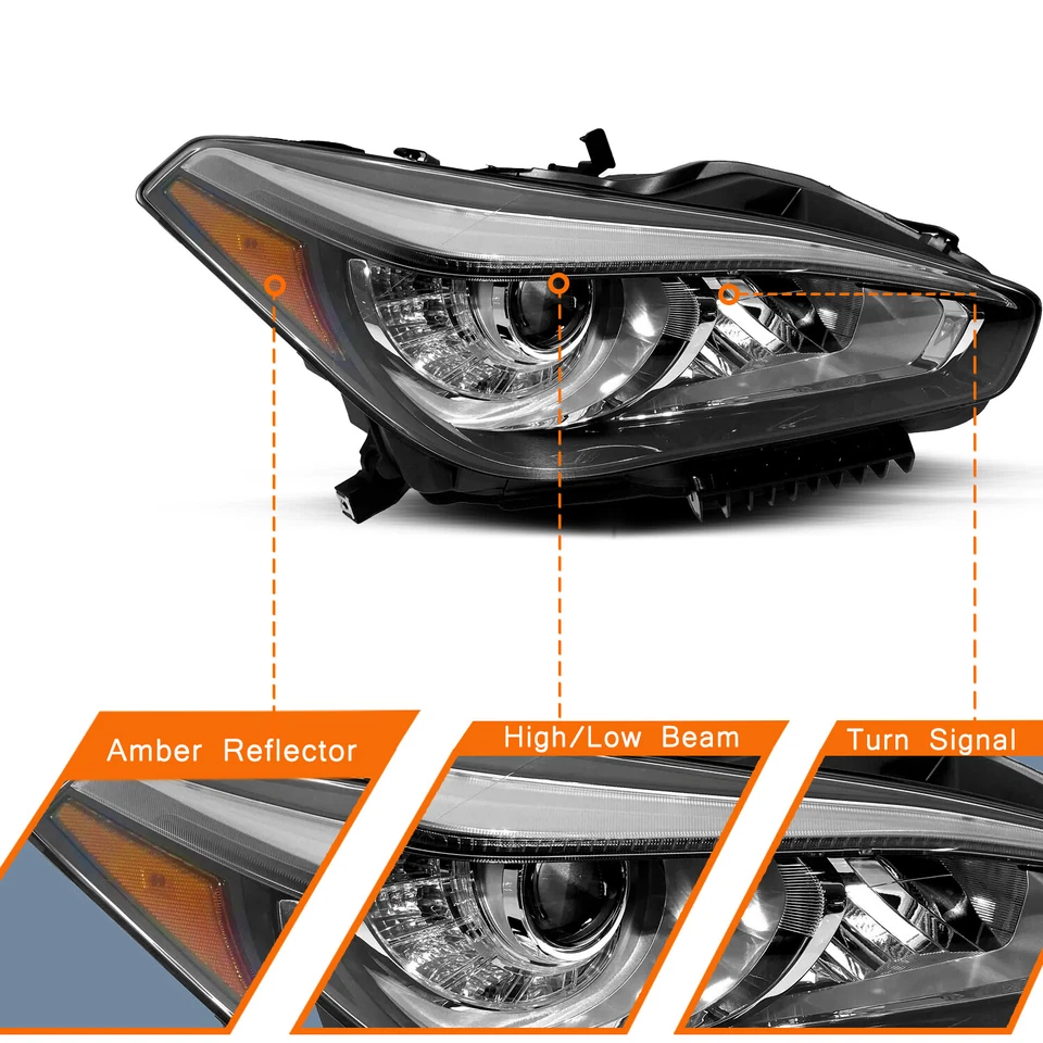 Lámpara de faros de pasajero derecho Infiniti Q70 2015 2016 2017 2018 2019 sin AFS Foto 2 de 4