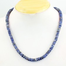 207 Cts Natural Single Strand Blue Iolite Beaded Necklace Jewelry JK 26E410