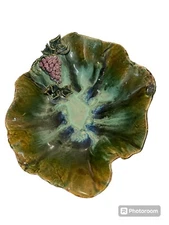 Mississippi Pottery LS Green and Blue Glazed Grape Serving Bowl Dish