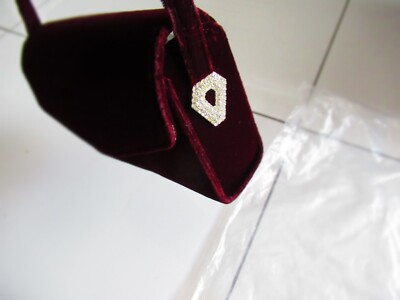 TALBOTS Cardinal (Dark Maroon) Velour with Diamond Design Handbag BRAND NEW MINT