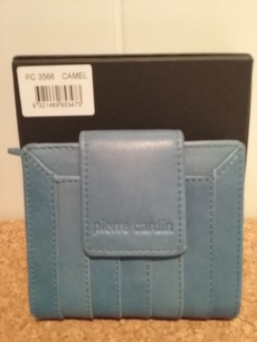 PIERRE CARDIN denim leather RFID wallet, cards, zip for coins, ID, box, BNWT - Picture 6 of 12