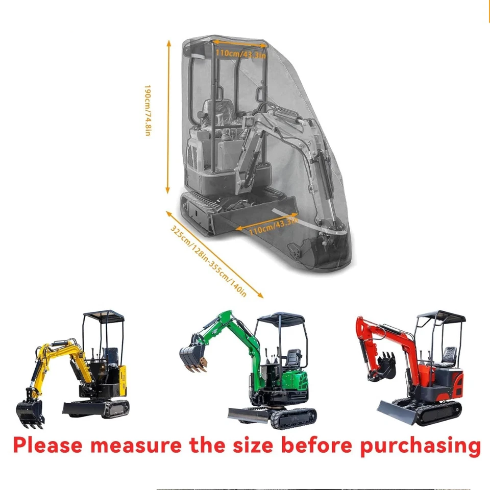 Heavy Duty 6 Layer Mini Excavators Cover 100% Waterproof Snow Dust Rain Outdoor - Image 3 of 4