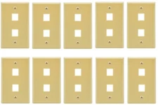 10 Pack 2 Port Keystone Insert Jack CAT5 CAT6 RJ45 Coax 1-Gang Wall Plate Ivory